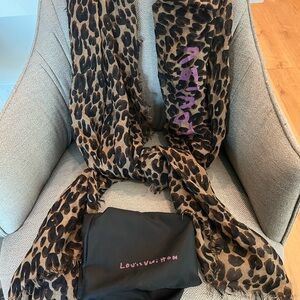 Louis Vuitton Animal Print Scarf with Purple Accents